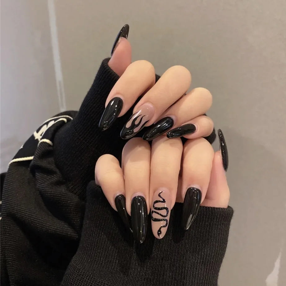Nail Art Fake Nails Artificial Square Head Press on Acrylic Nail Tips Seamless Removable False Nails Ballerina Press on Nails