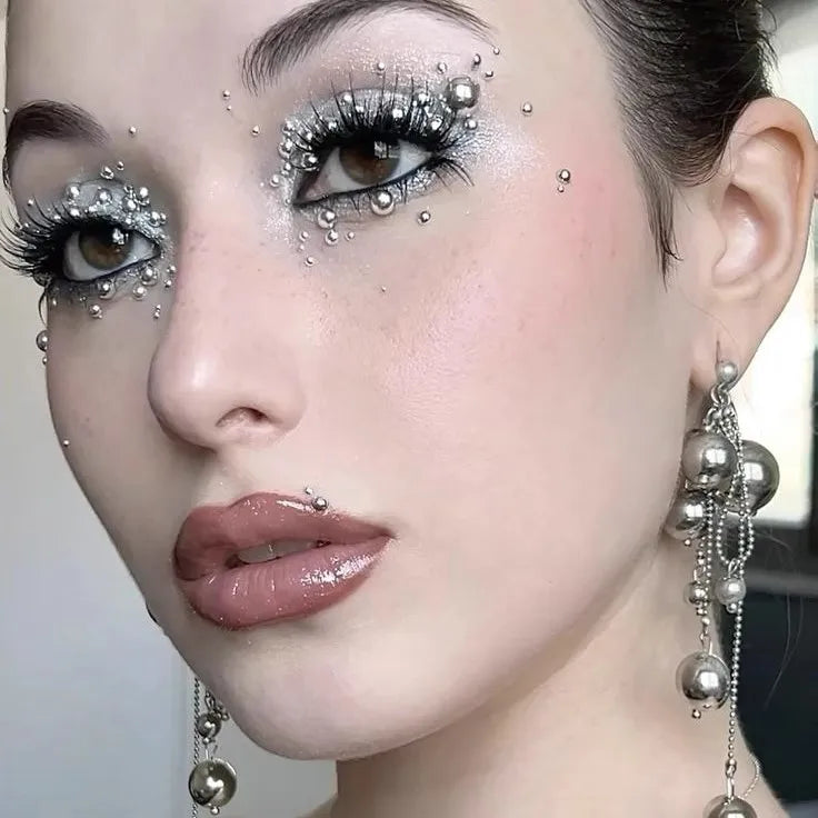 180pcs Metal Fake Nose Ring Stickers Non Piercied Lip Nails Ear Stud for Women Men Pack Fake Eyebrow Lip Piercing Body Jewelry