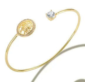 Stainless Steel Crystal Bracelet Bangle – Elegant 3-Stone Fashion Jewelry