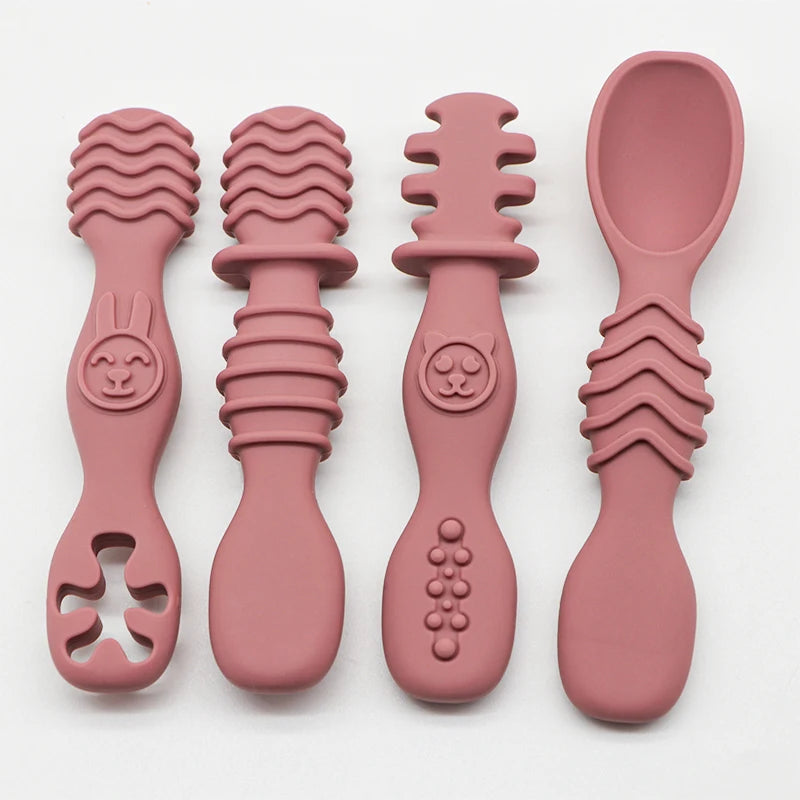 Baby Silicone Training Spoons Set of 4 – Easy-Grip Soft Feeding Spoons for 6+ Months