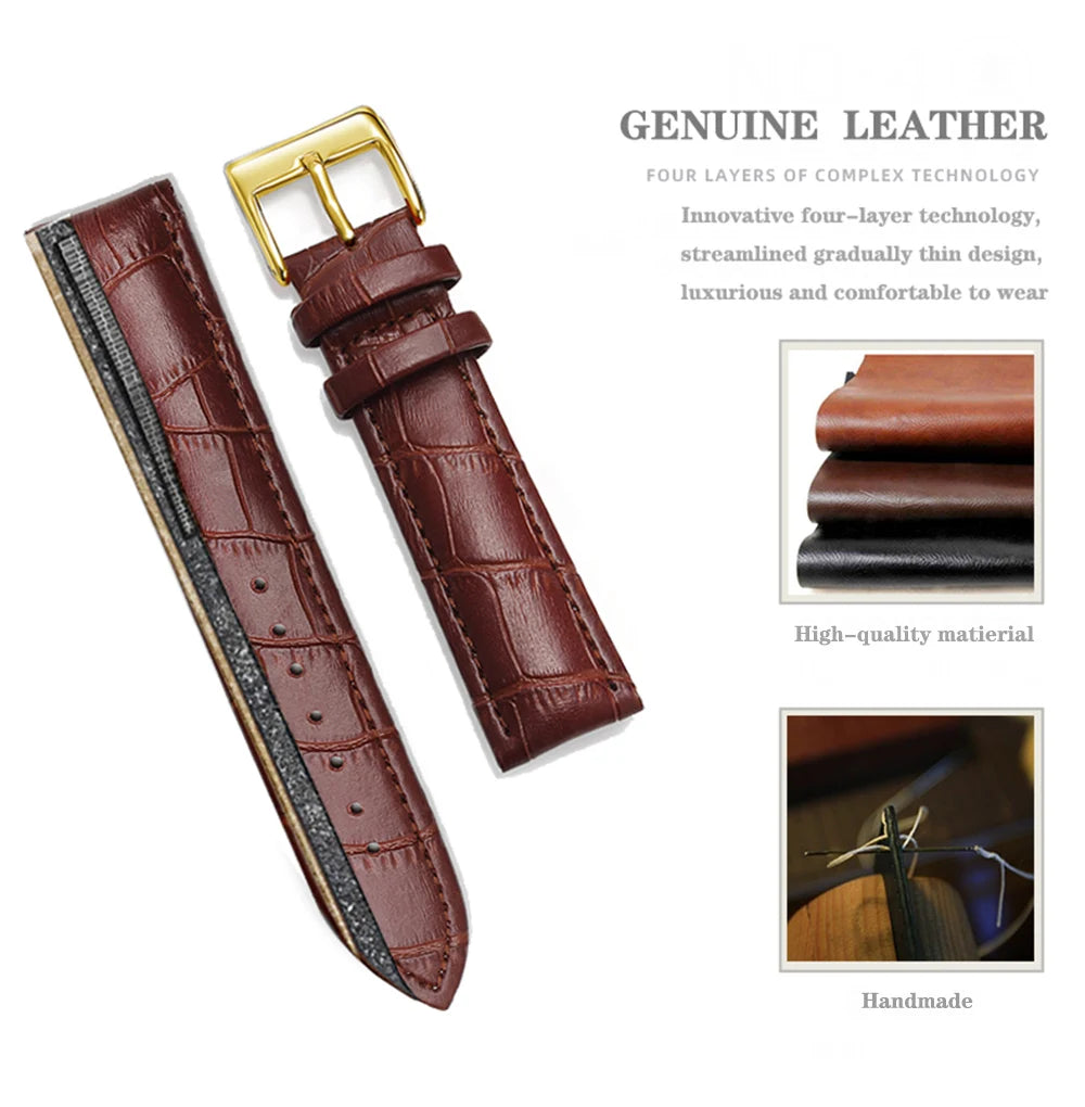 Premium Genuine Leather Watch Band – Multi-Size Wrist Strap