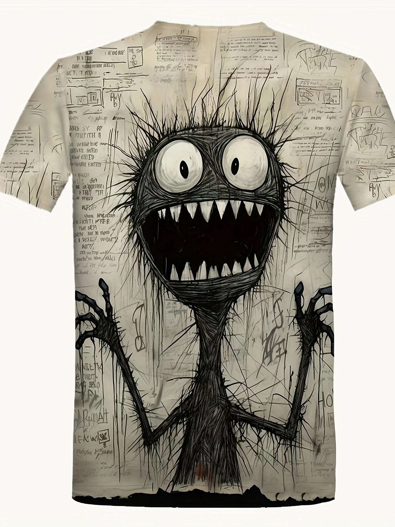 2024 New Anime Monster In Panic Pattern Men's Novelty 3d Short Sleeve Crew Neck Oversize Tshirt Summer Outdoor Tee Tops Clothing