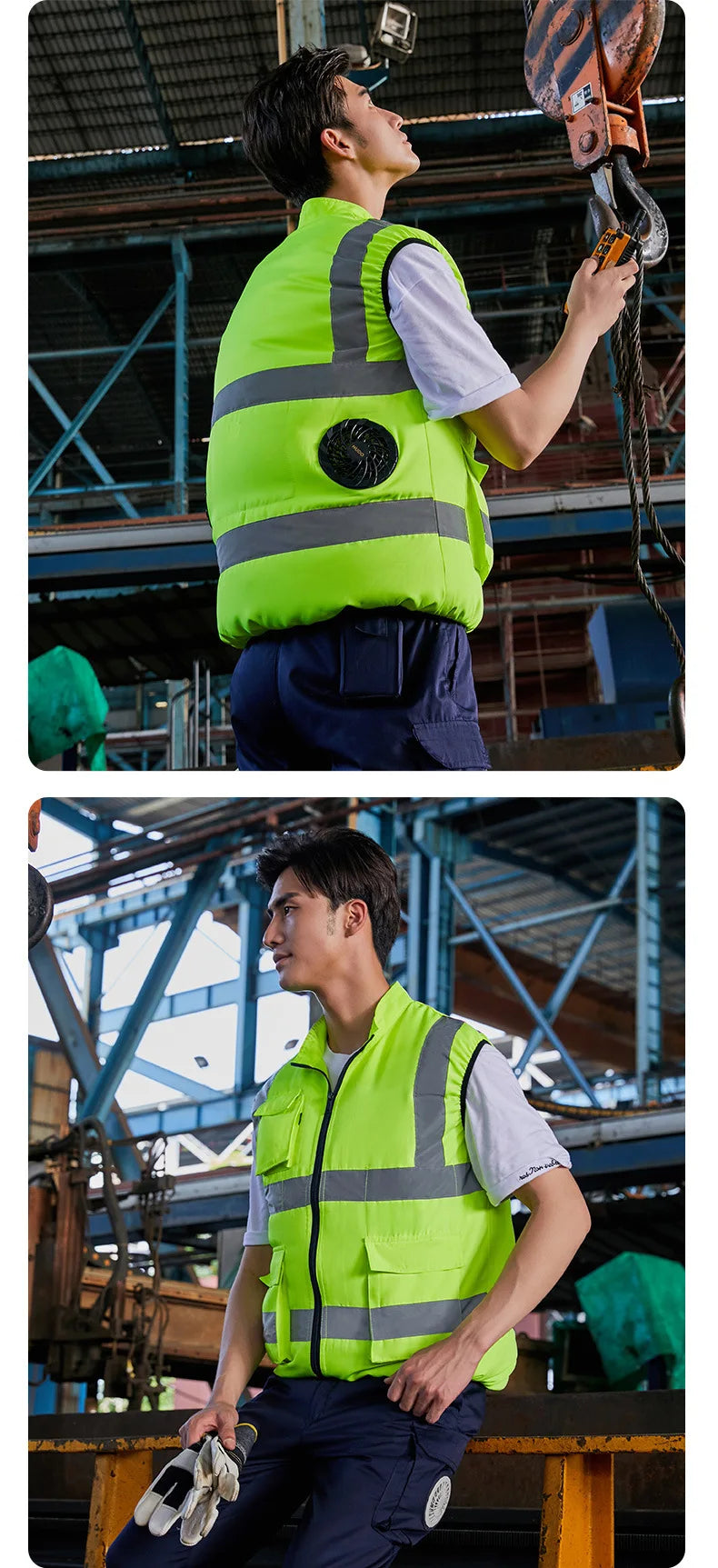 Summer Cooling Fan Vest for Men Women Outdoor Reflective Air Conditioning Clothes Anti-Heat Sunscreen Vest Hiking Fishing