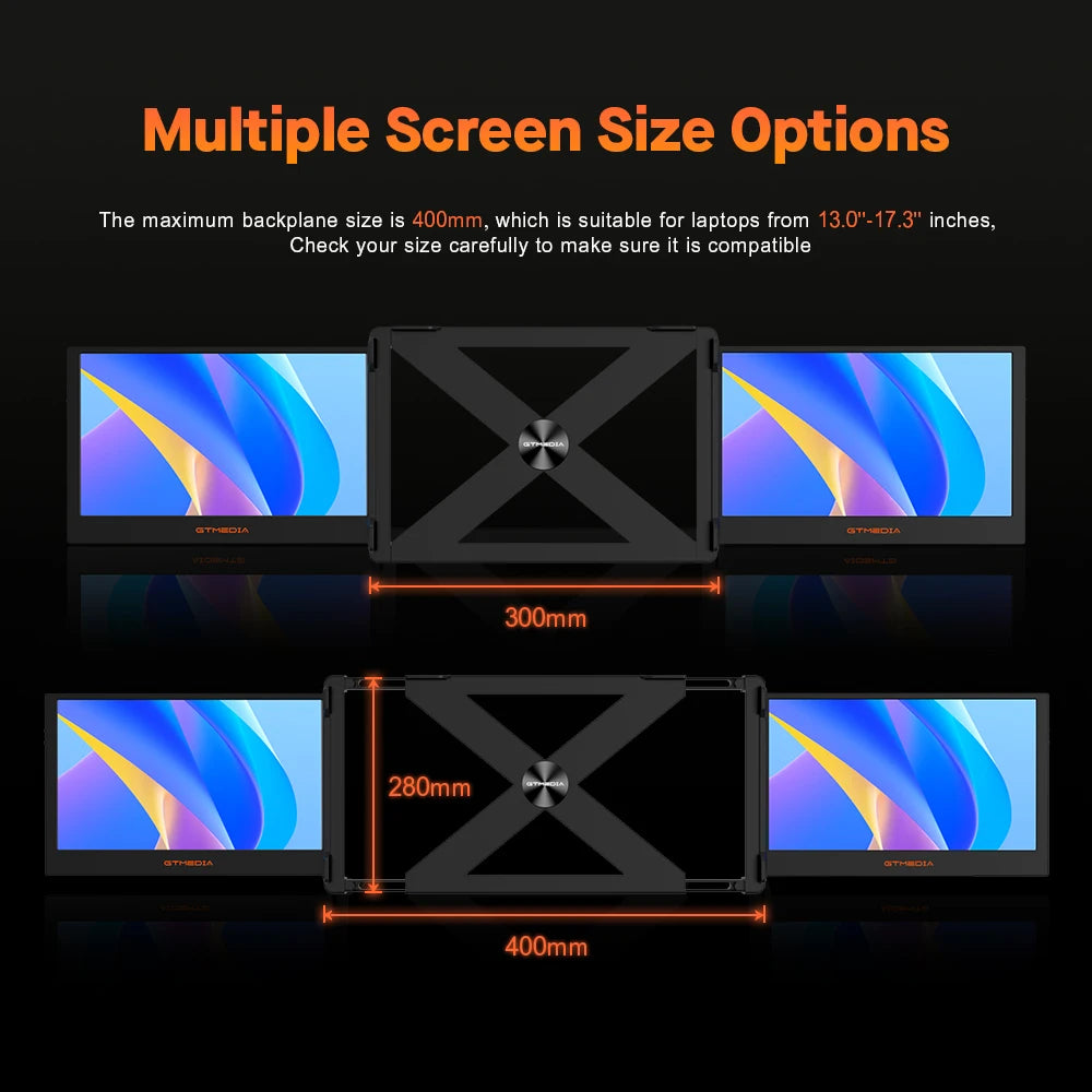 GTMEDIA MATE X 11.6 Inch Portable Monitor 1920*1080 IPS HD Triple Dual Extender Screen Full View Fold For 13.0-17.3 Inch Laptops
