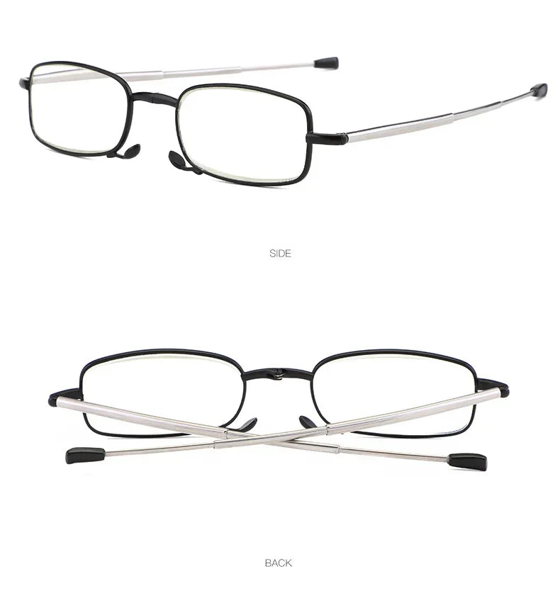 Titanium Alloy Folding Reading Glasses Foldable Presbyopia Men Women Ultra light Eyewear With Case Anti Blue Light 1.0 1.5 2.0