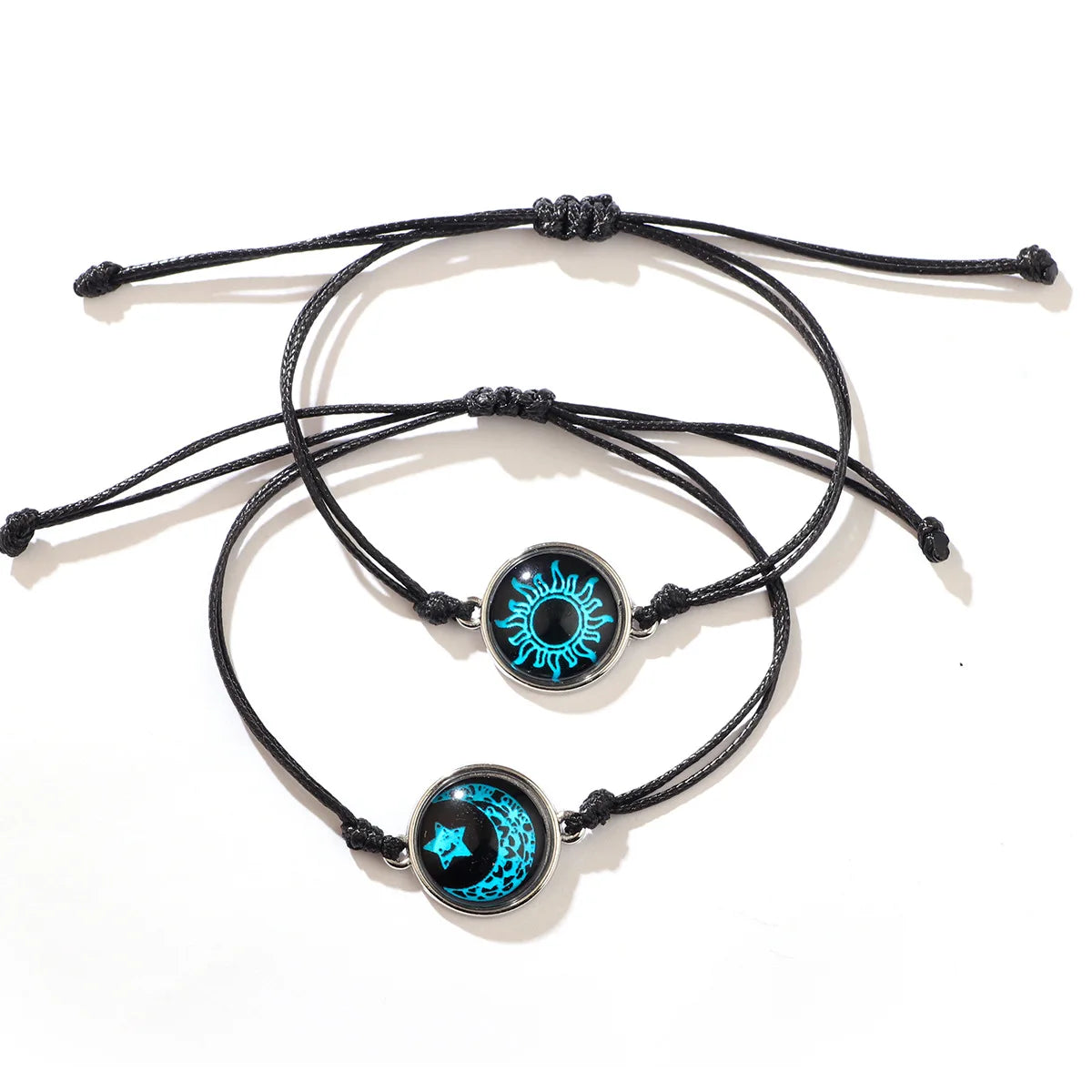 New Moon and Sun Love Time Gem Glow Couple Bracelet - Hand-woven Rope for Couples