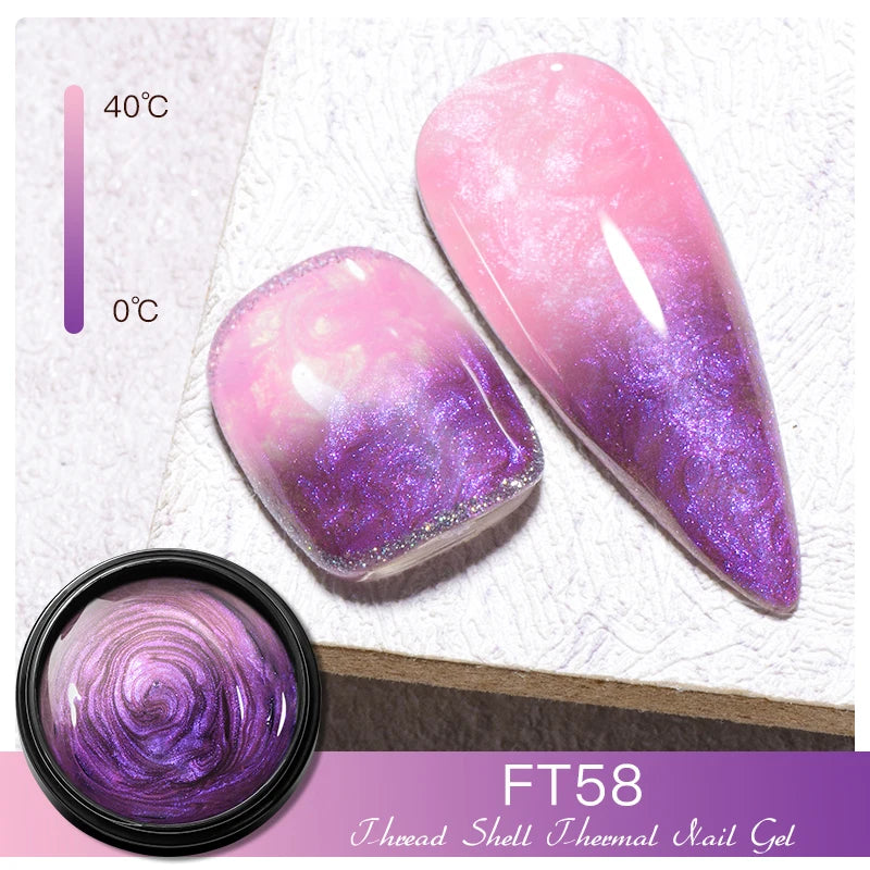 MEET ACROSS 8ml Pearl Shell Thread Gel Nail Polish 3D Semi Permanent Soak Off UV Gel Nail Art Varnish For Nails Manicure DIY