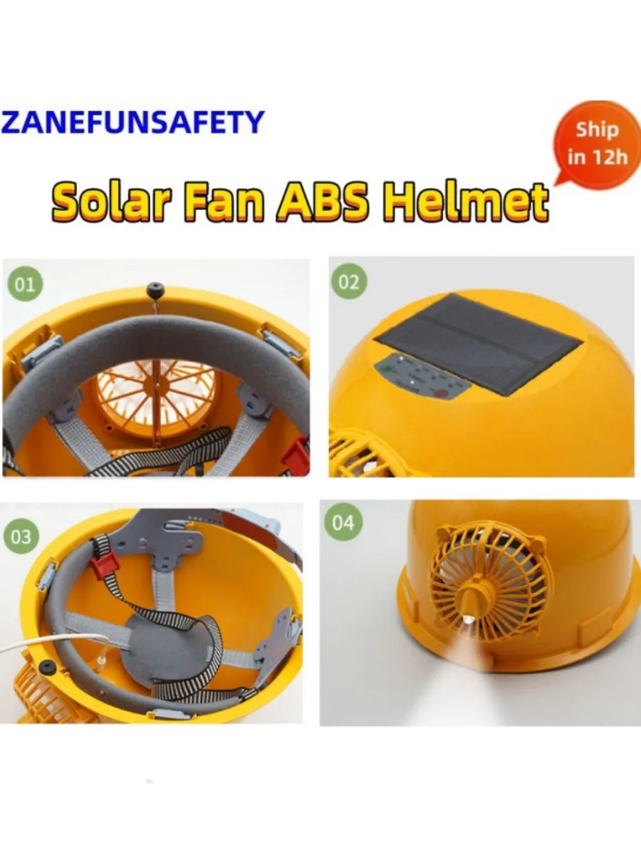 Solar Fan Helmet With Powerful Fan Big Straw Hat Cloth Hat Solar Panel 6000mAh Rechargeable Lithium Battery LED Headlight Helmet