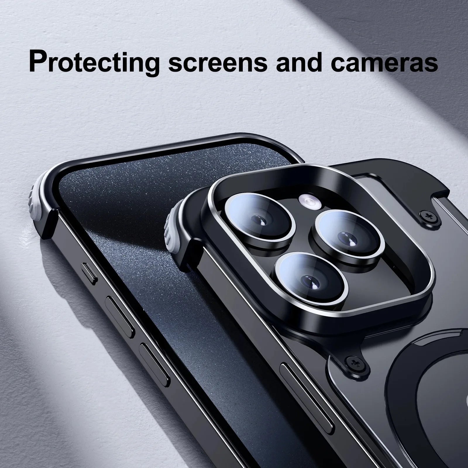 Eary for iPhone 13 Pro Phone Case with Magsafe Ring Kickstand Frameless Minimalist Bumper Shockproof Protector Phone Cover Shell