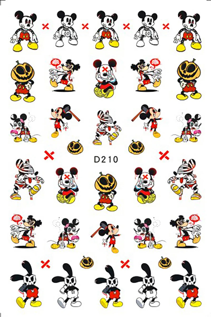 Disney Cartoon Adhesive Nail Stickers Nail Decorative Decals Nail Sliders Stitch Mickey 3D Stickers Press on Nails