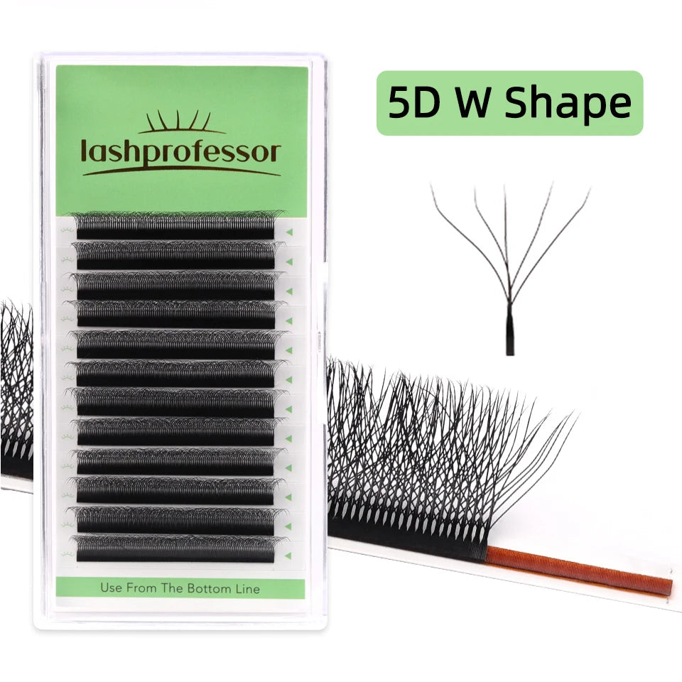NEW Brown 4D W-Shaped Eyelashes Extension Premium Premade Volume Fan Eyelash Bloom Automatic Flowering Clover Makeup Fake Lashes