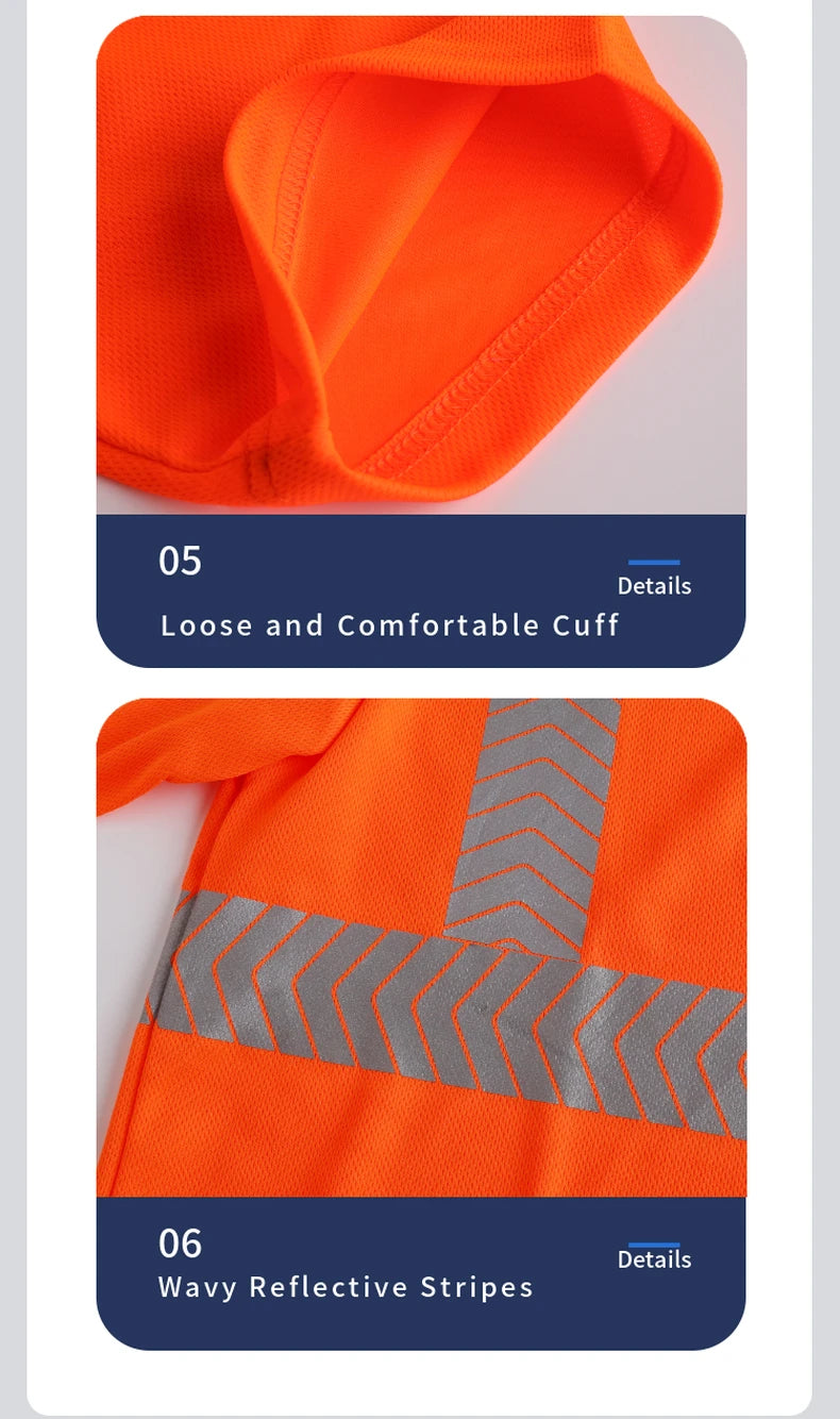 S-4XL Summer Reflective T-shirt Safety Work Short Sleeves Shirts High  Visibility Shirts Ideal for Construction Mining Airport