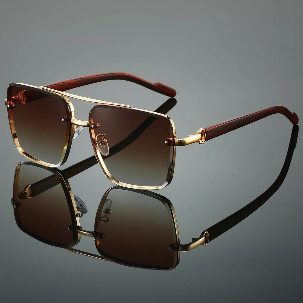 KAMMPT Fashion Retro Square Metal Shades Women's Original Brand Design Driving Sunglasses New Double Bridge Pilot Sun Glasses