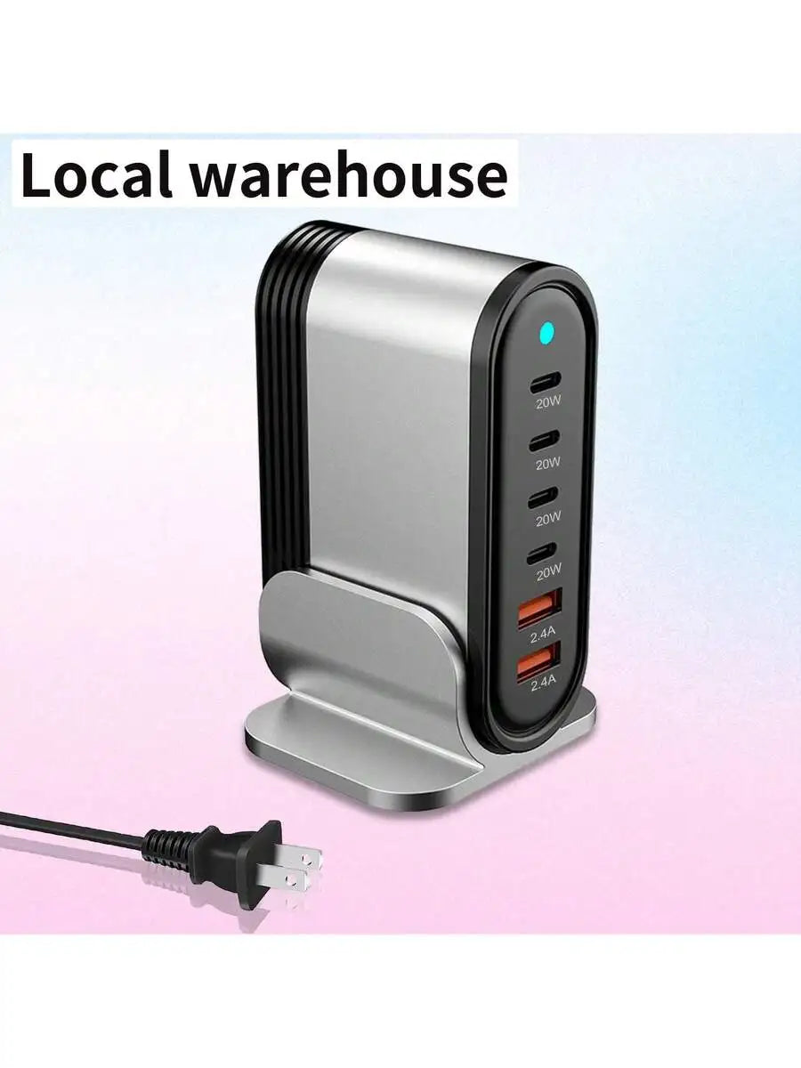 6-Port GaN Fast Charger With 4 USB-C And 2 USB-A Ports For Multiple Devices