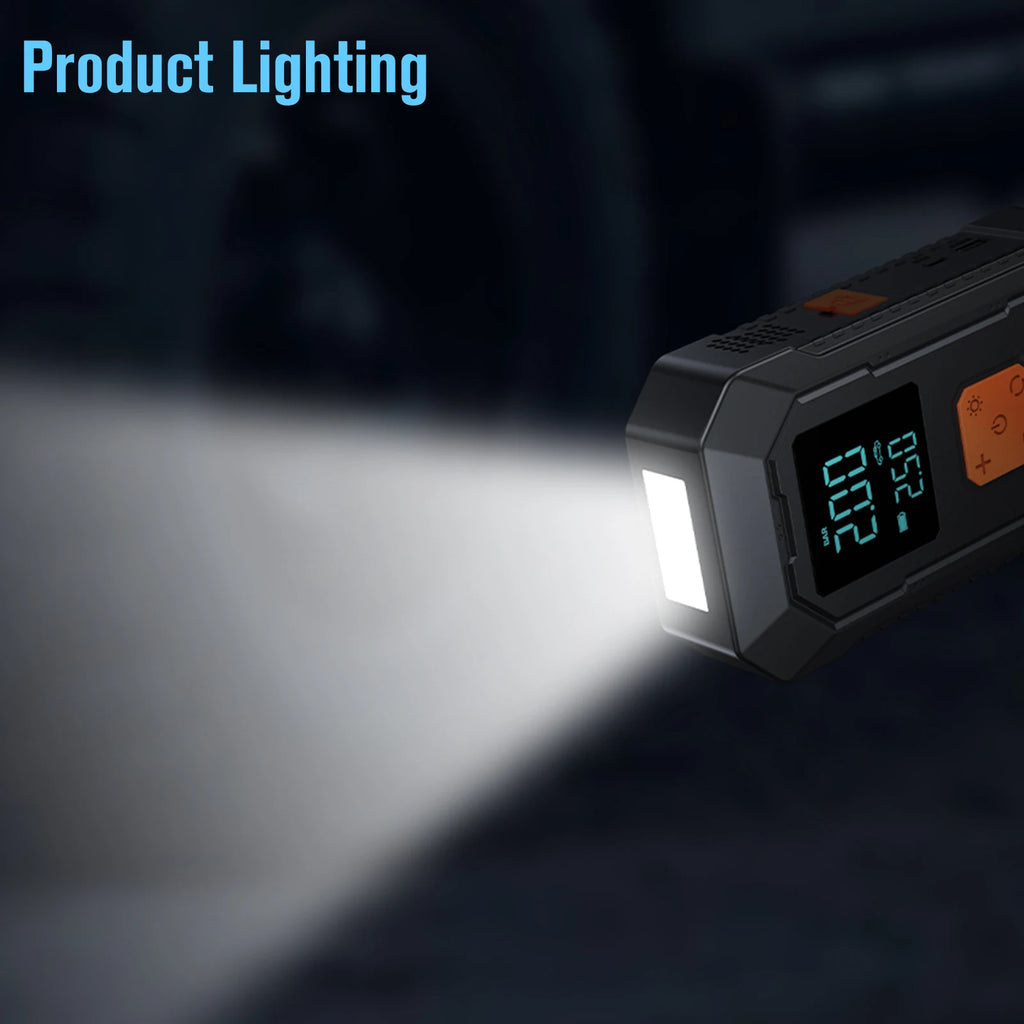 LEIBOO Car Jump Starter Air Pump Power Bank Lighting Portable Air Compressor 4 In 1 Cars Battery Starters Auto Tyre Inflator