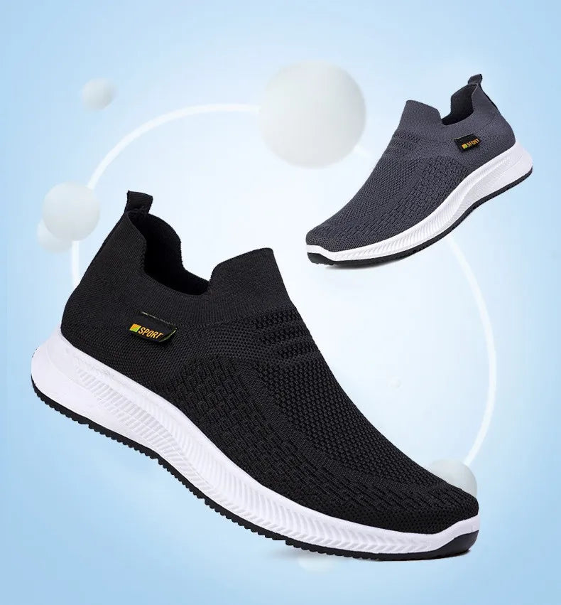 Men Walking Shoes Knit Mesh Breathable Sneakers Lightweight Sneakers Slip-on Mens Casual Shoes Fashion Comfort