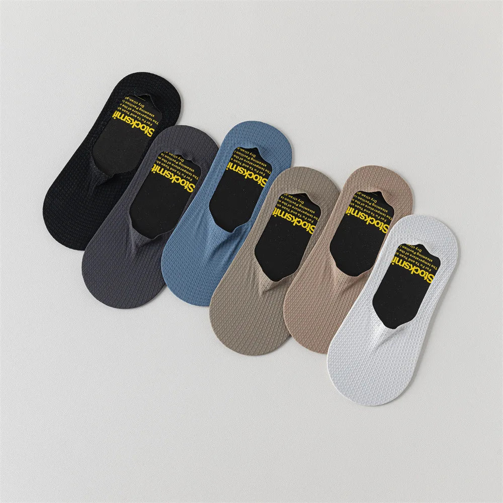 Men's Low Cut Ankle Boat Socks Summer Thin Breathable Invisible No Show Socks Men Male Silicone Anti-slip Ice Silk Sock Slippers