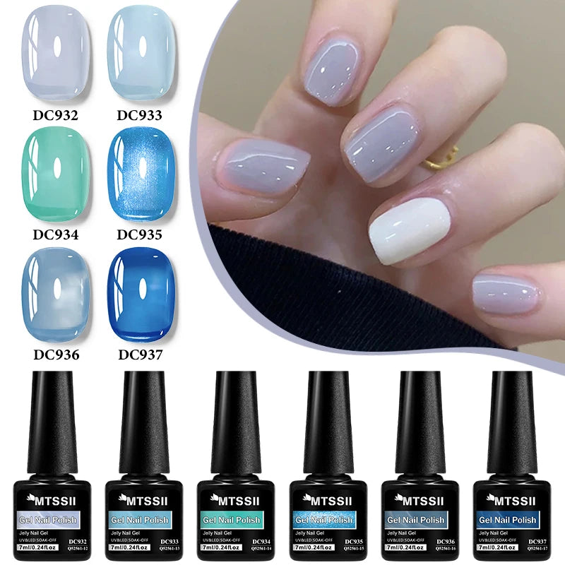 6pcs Nude Jelly Gel Nail Polish Set Summer Nails Sheer Translucent Nail Gel for Manicure Nail Supplies Soak Off UV Led Varnish