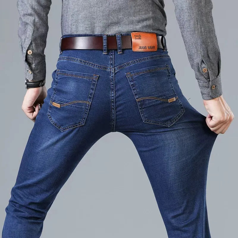 Men's Classic Straight Stretch Business Jeans – 2025 Style