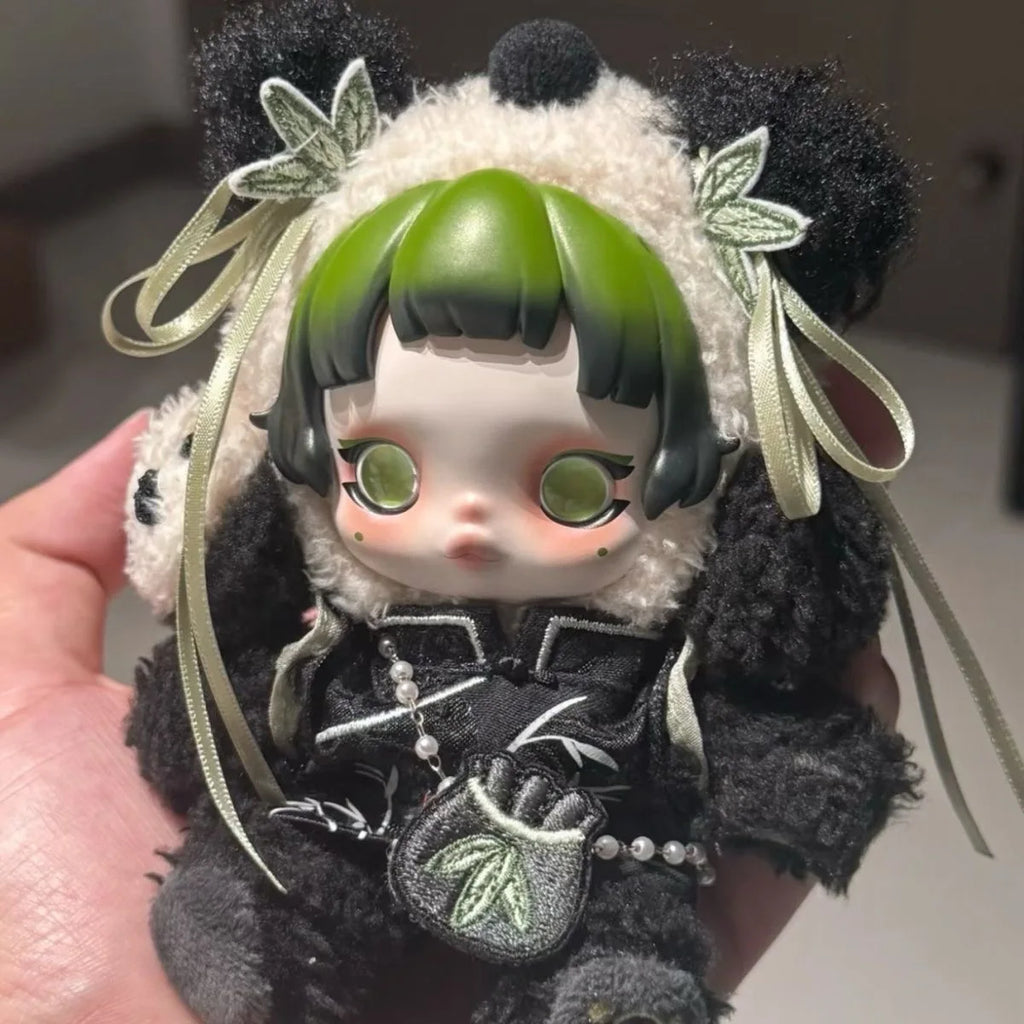 Skullpanda Chinese Style Panda Bear Doll Reusable Clothes Skins Traditional Artistic Design Collectible Plush Toys Hobbies