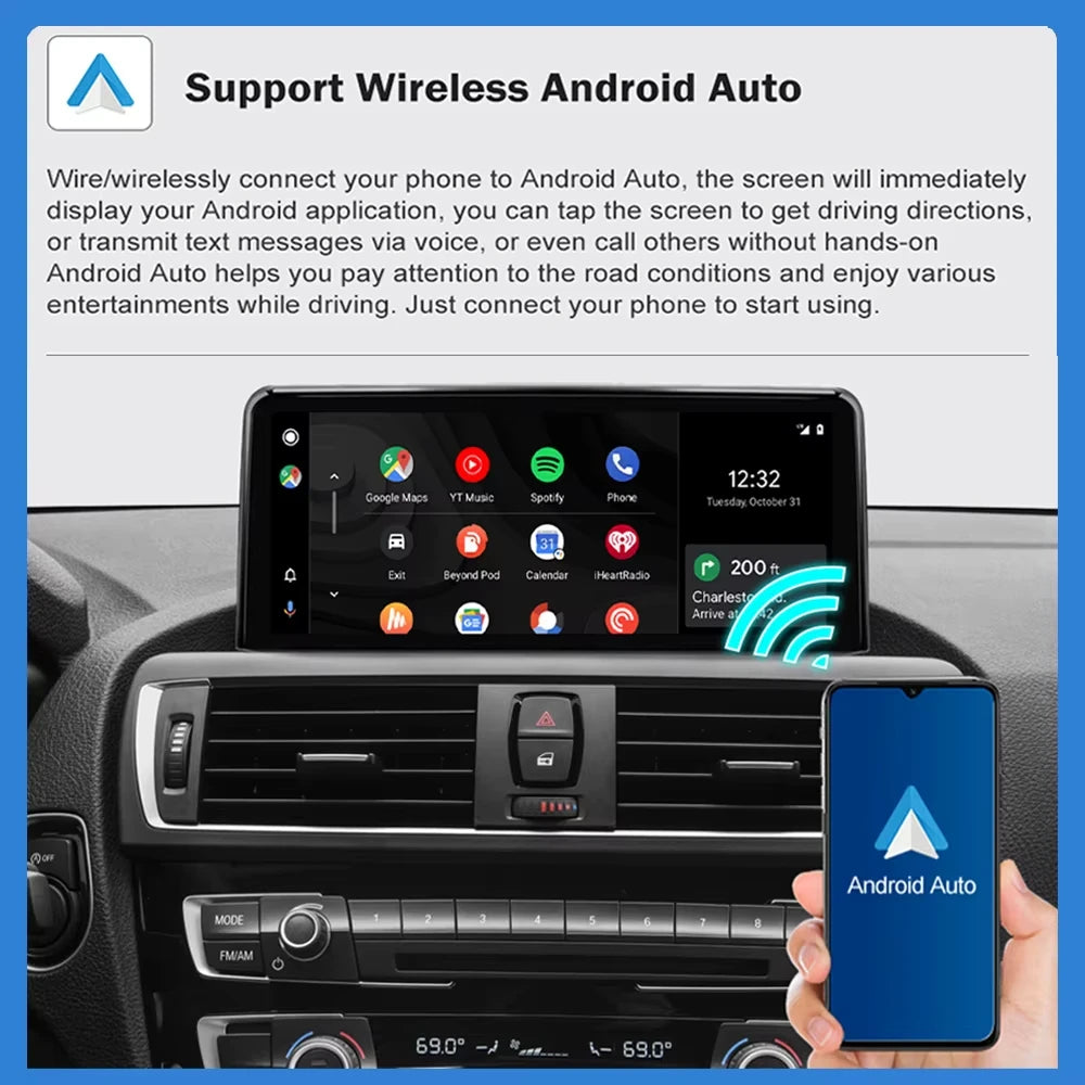 AUTOTOP 10.25â€1920*720 Wireless Carplay Android Auto Car multimedia player for F20 F21 F22 F30 F31 F32 F33 F34 F36 NBT 2013-2017