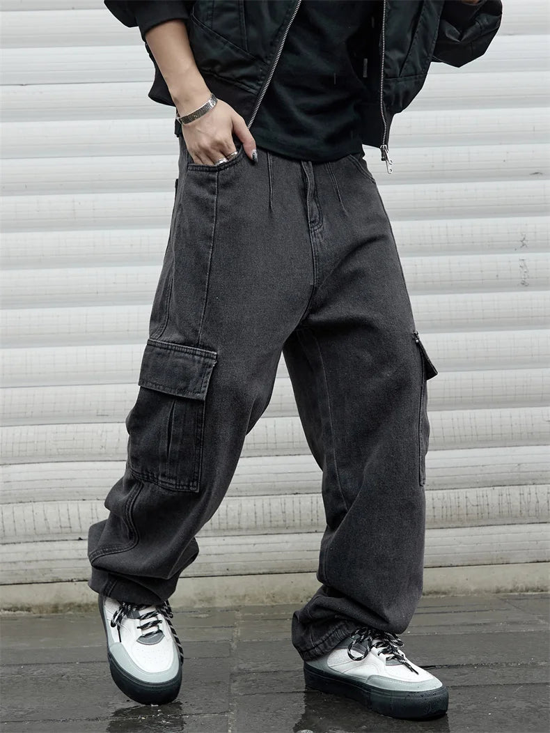 Y2k New Baggy Jeans Male Hip Hop Harajuku Trousers Wide Leg Denim Pants Men's Jeans Streetwear Korean Oversize Cargo Pants