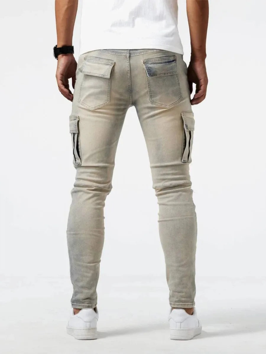 Men's Ripped Jeans Trendy Streetwear Slim Fit Tight Ripped Skinny Pants