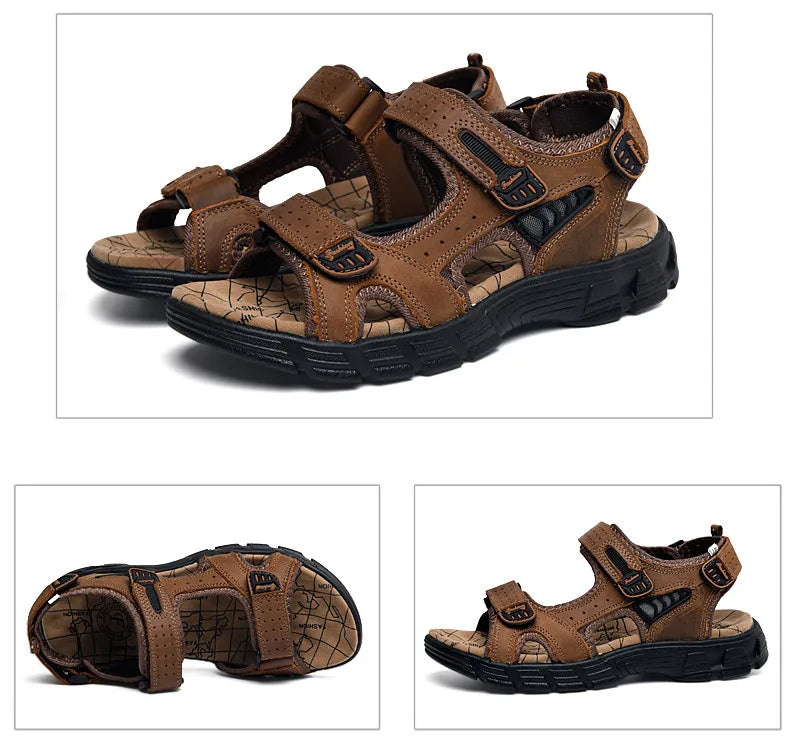 Hot Sale Summer Men's Sandals Outdoor Non-slip Men's Beach Sandals Handmade Genuine Leather Men's Shoes Fashion Men Sneakers