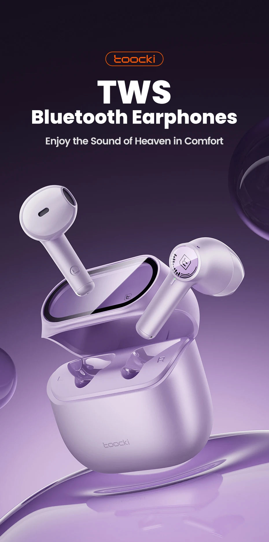 Toocki ENC TWS Earphones Wireless Bluetooth 5.3 HiFi Headphone Noise Canceling Toucn Contro Touch Control In Ear Sport Earbuds
