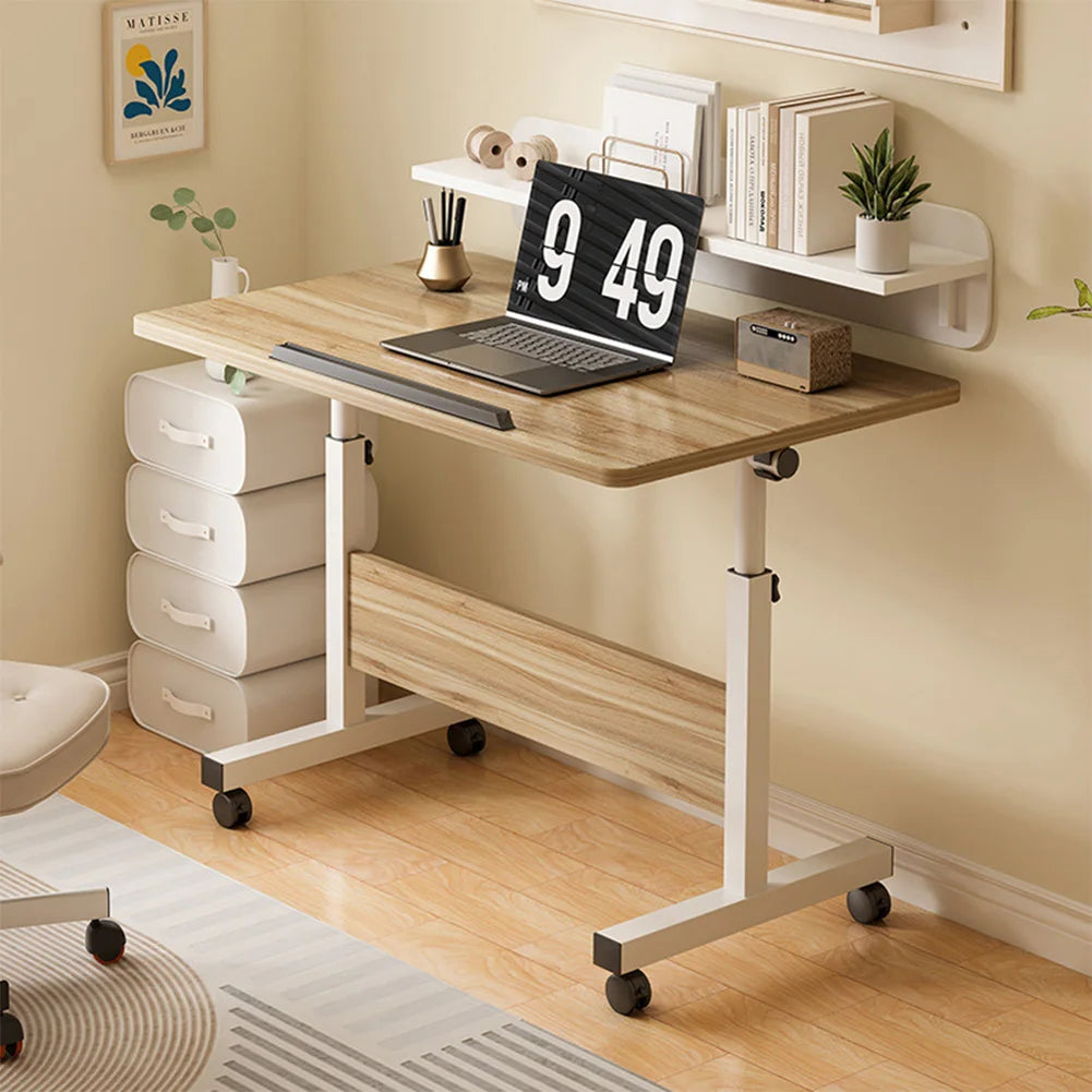 Small Standing Rable Adjustable Height Mobile Stand Up Desk With Wheels, Home Office Computer Workstations, 80x40cm Tabletop