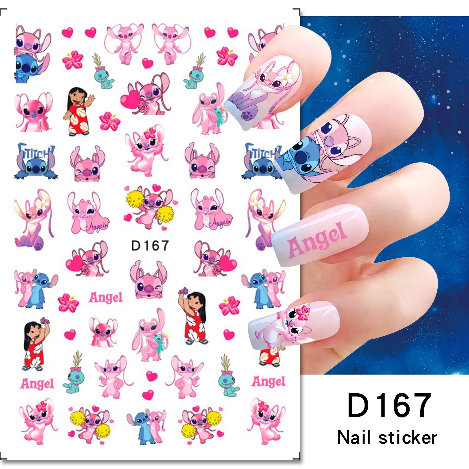 Disney Cartoon Adhesive Nail Stickers Nail Decorative Decals Nail Sliders Stitch Mickey 3D Stickers Press on Nails