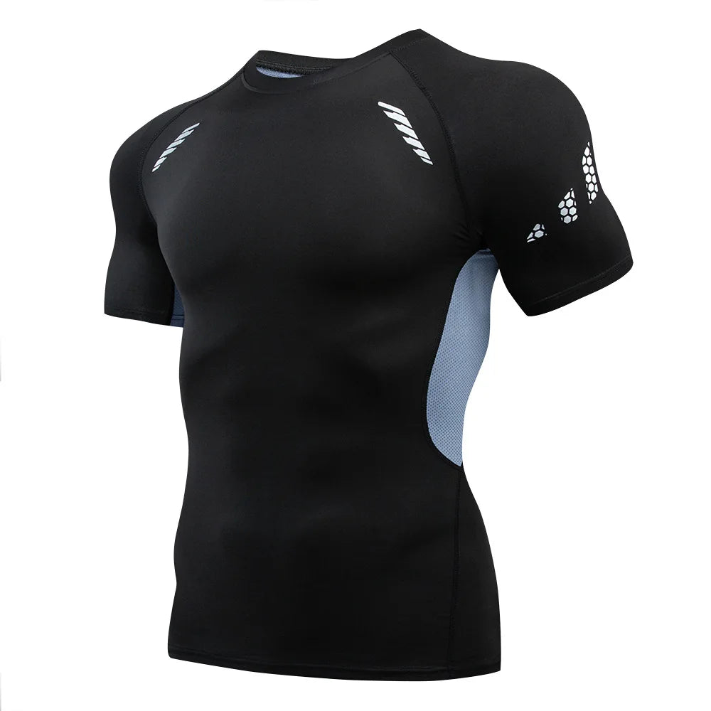 Men's Running Compression Shirts Short Sleeve Sport Gym Tees Fitness Quick Dry Sweatshirt Jogging Tracksuit Athletic Shirt Tops