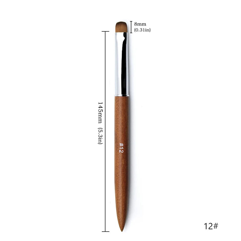 5pcs French Nail Brush Sandalwood Handle Acrylic Drawing Rhinestone Gel Painting Manicure Tool 8-16