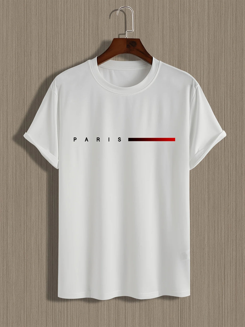 Men's PARIS Letter Print T-Shirt | 100% Cotton Slim Fit Casual Tee