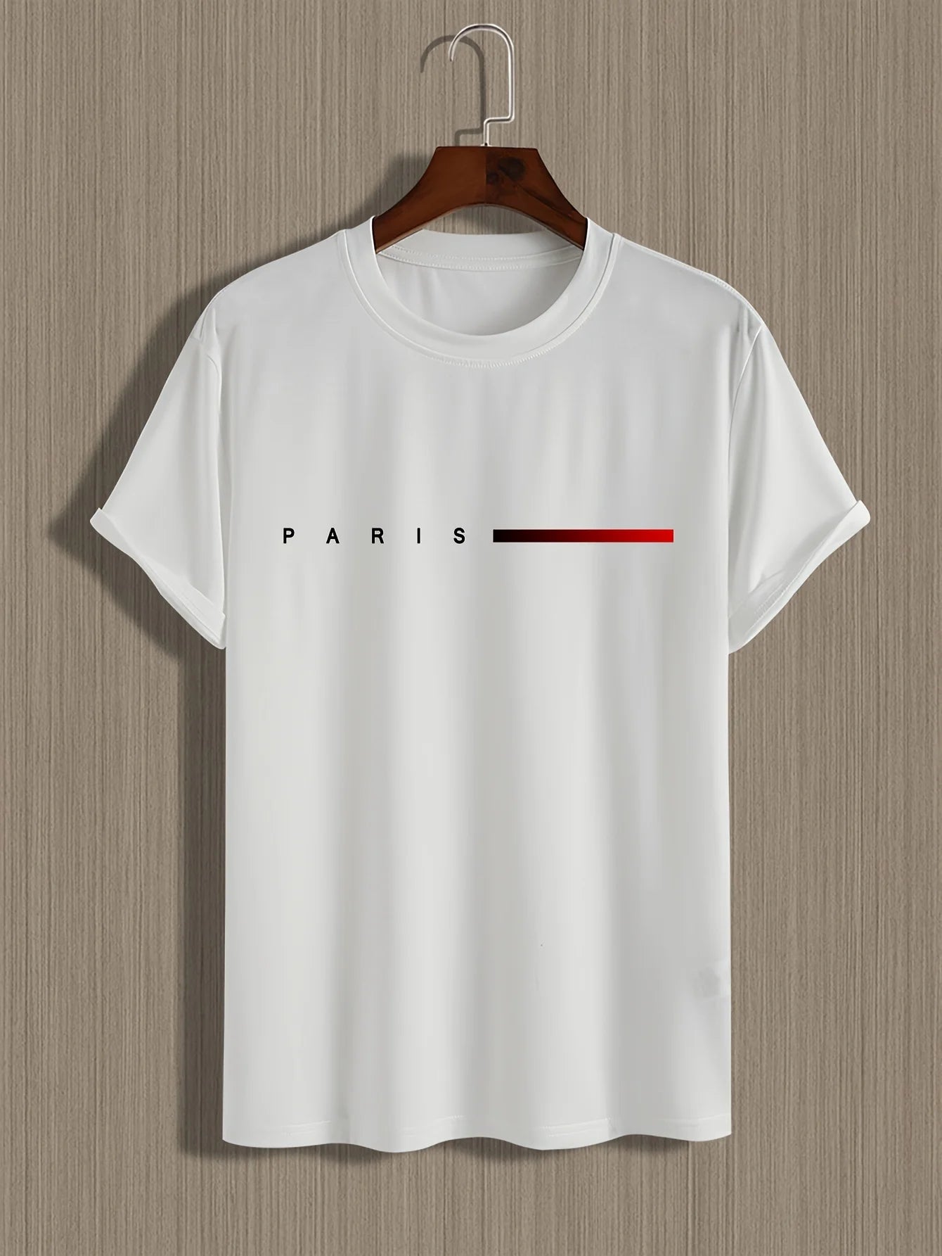 Men's PARIS Letter Print T-Shirt | 100% Cotton Slim Fit Casual Tee