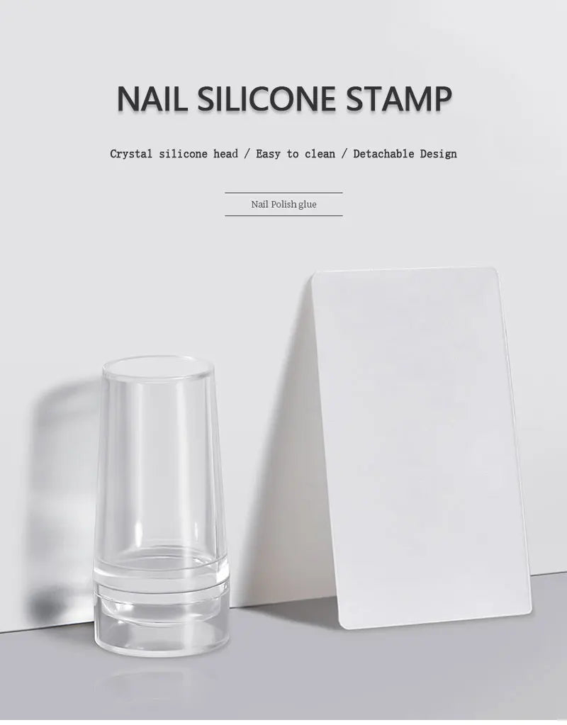 Silicone Stamping Plates Kit French Manicure Design Plate Stamp Polish Stencil Template Seal Stamper Scraper Accessories Tools