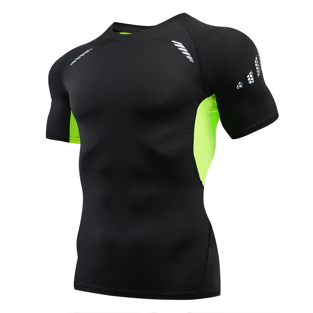 Men's Running Compression Shirts Short Sleeve Sport Gym Tees Fitness Quick Dry Sweatshirt Jogging Tracksuit Athletic Shirt Tops
