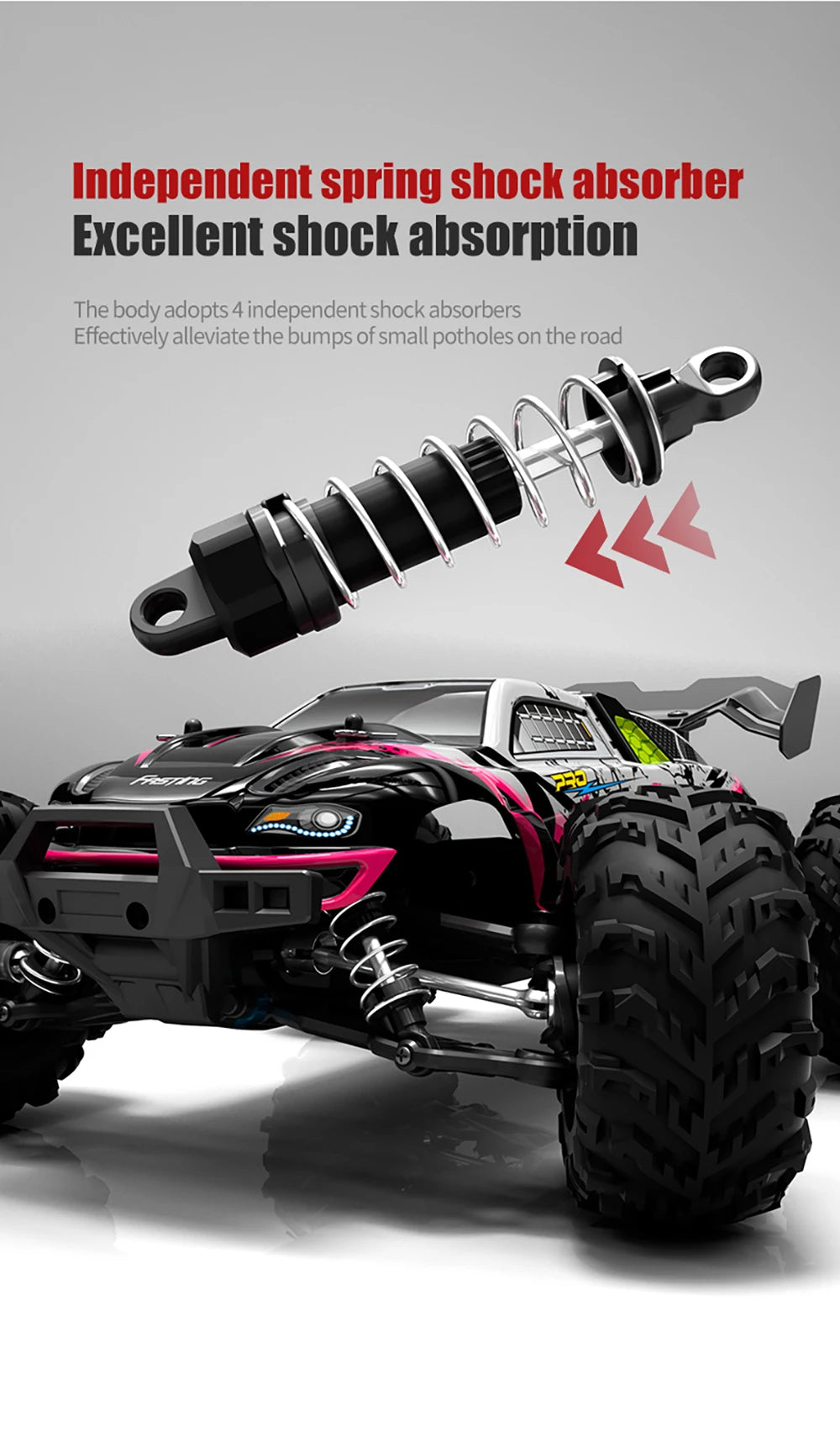 SCY 1:16 4WD RC Car 70KM/H Or 50KM/H With LED Light 2.4G Remote Control Cars High Speed Drift Monster 4x4 Truck for Children Gif