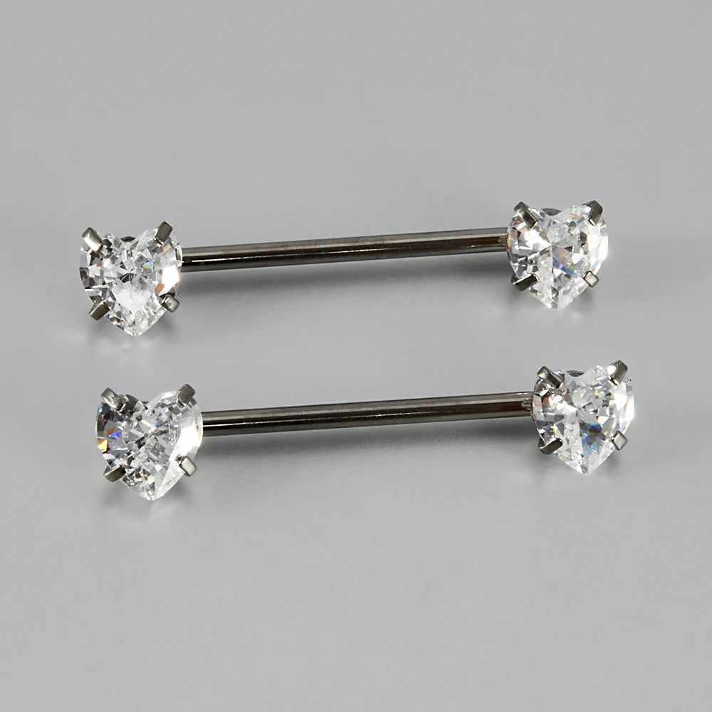 1/2PCS Heart Nipple Piercing Titanium CZ Crystal Sexy Leaf Nipple Shield Ring Nails Barbell Body Pierced Jewelry Chest Decor 16G