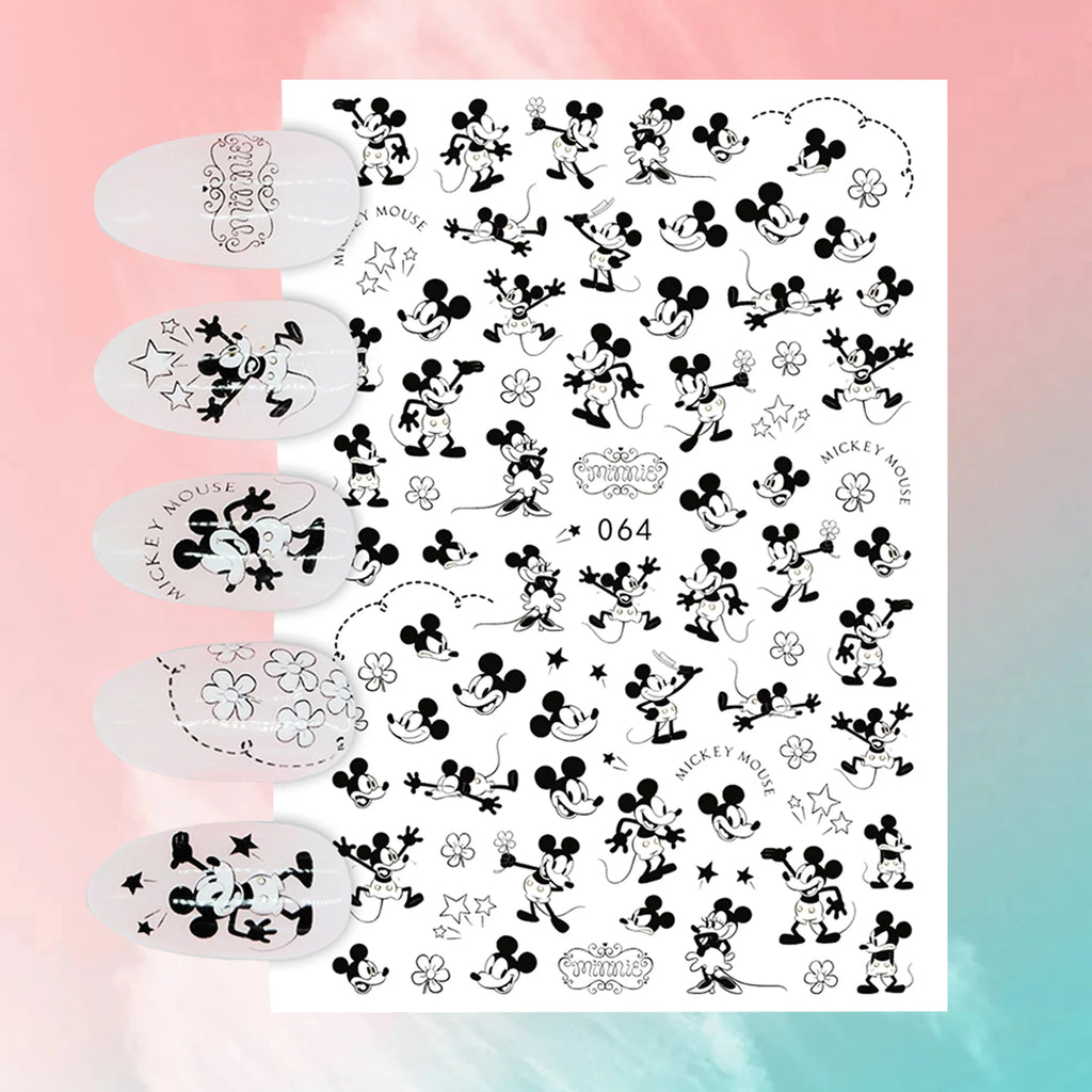 Disney Cartoon Adhesive Nail Stickers Nail Decorative Decals Nail Sliders Stitch Mickey 3D Stickers Press on Nails
