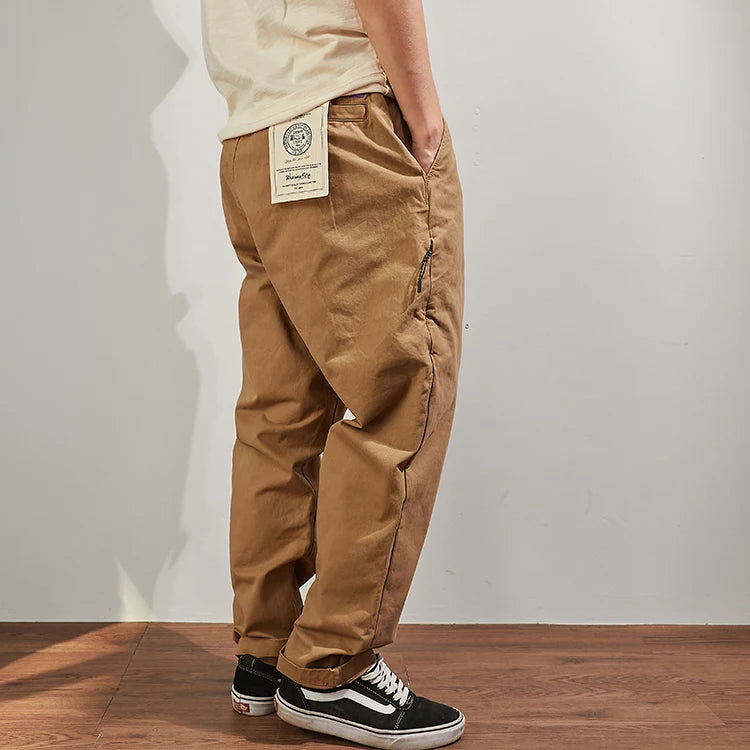 Baggy tapered casual pants cotton autumn and winter weight trousers men's overalls