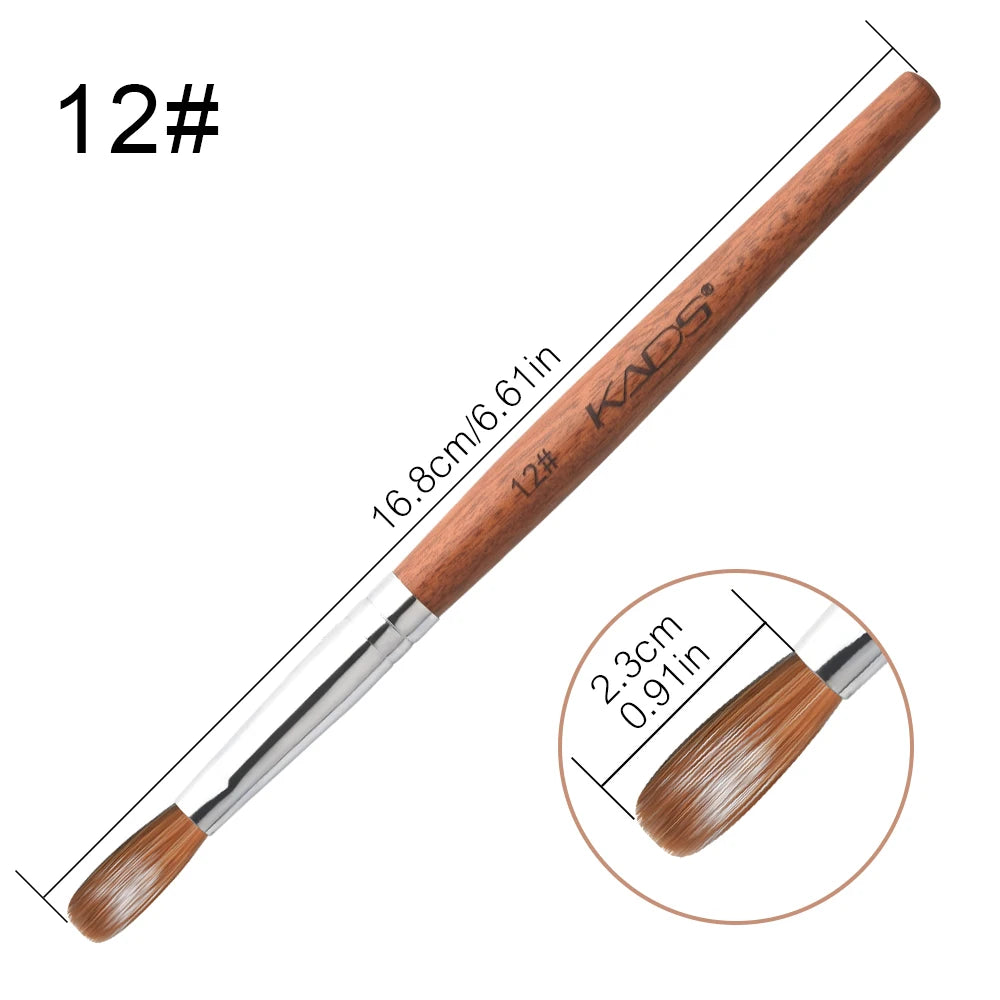 KADS Acrylic Nail Brush Crimped Kolinsky Sable UV Nail Art Gel Extension Brush Manicure Brush Flat Round Red Wood Nail Brush - EXPRESS STORE