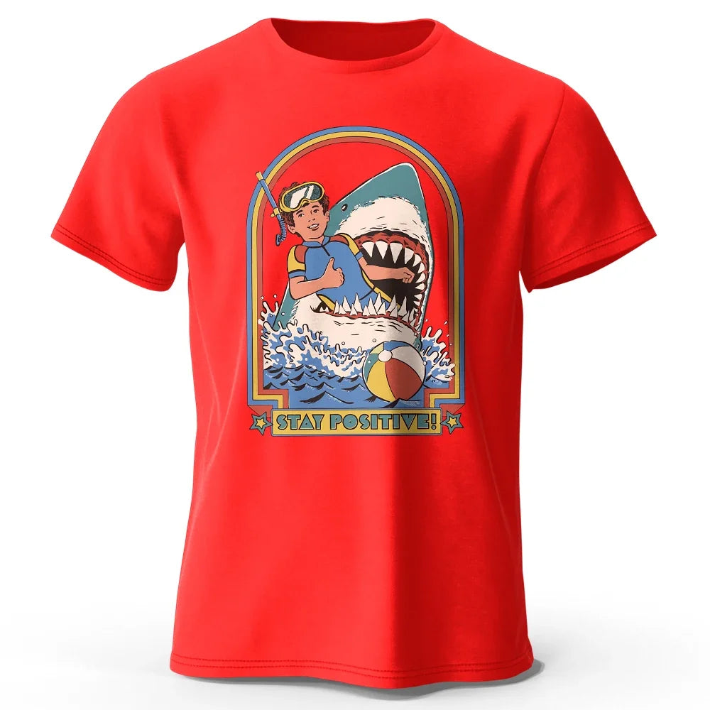 Stay Positive Printed 100% Cotton Classic Vintage Funny T-Shirt For Men Women Sportswear Tops Tees