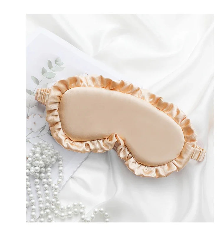 Silk Ruffle Sleep Eye Mask Soft Sleeping Eye Covers Multicolor Night Dream Blackout Eye Patches for Woman Man to Sleep Better