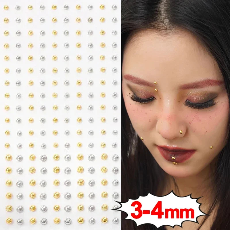 180pcs Metal Fake Nose Ring Stickers Non Piercied Lip Nails Ear Stud for Women Men Pack Fake Eyebrow Lip Piercing Body Jewelry