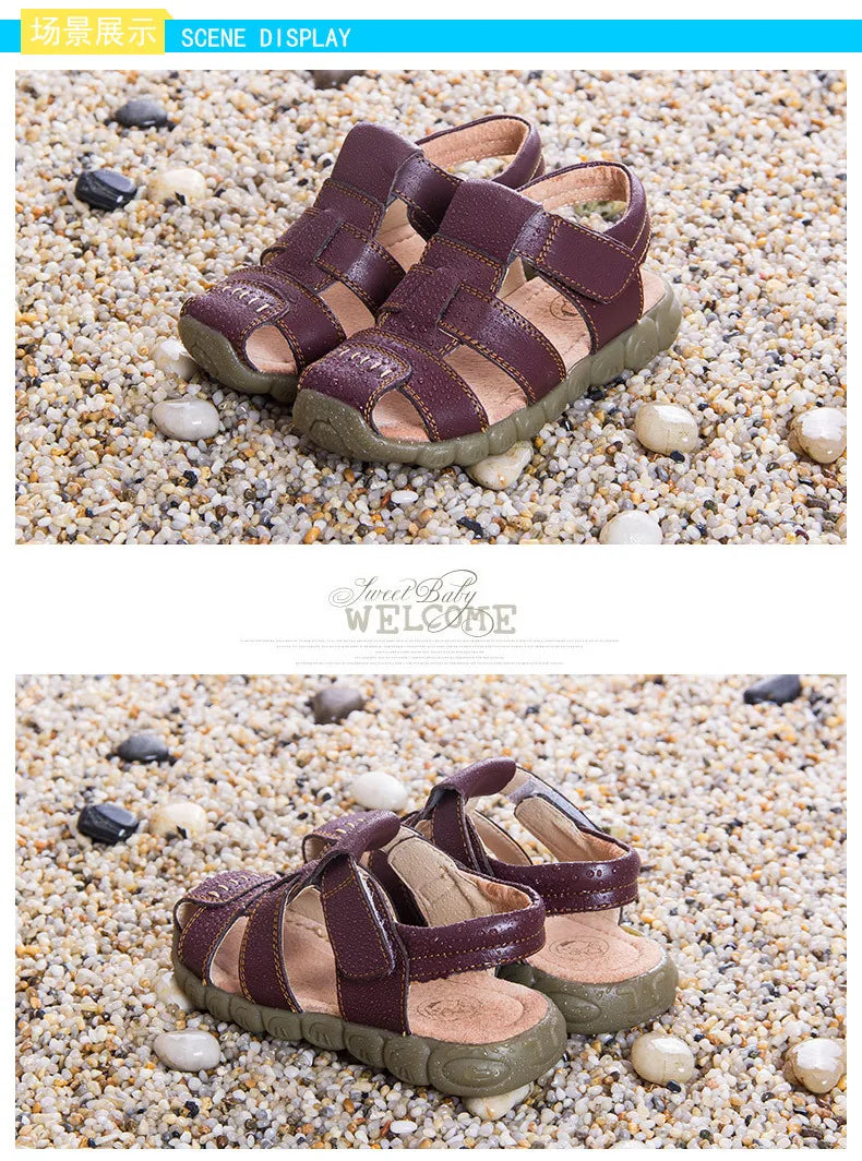 Summer Kids Shoes Boys Beach Sandals for Baby Boys Soft Leather Bottom Non-Slip Closed Toe Children Shoes сандали для мальчика