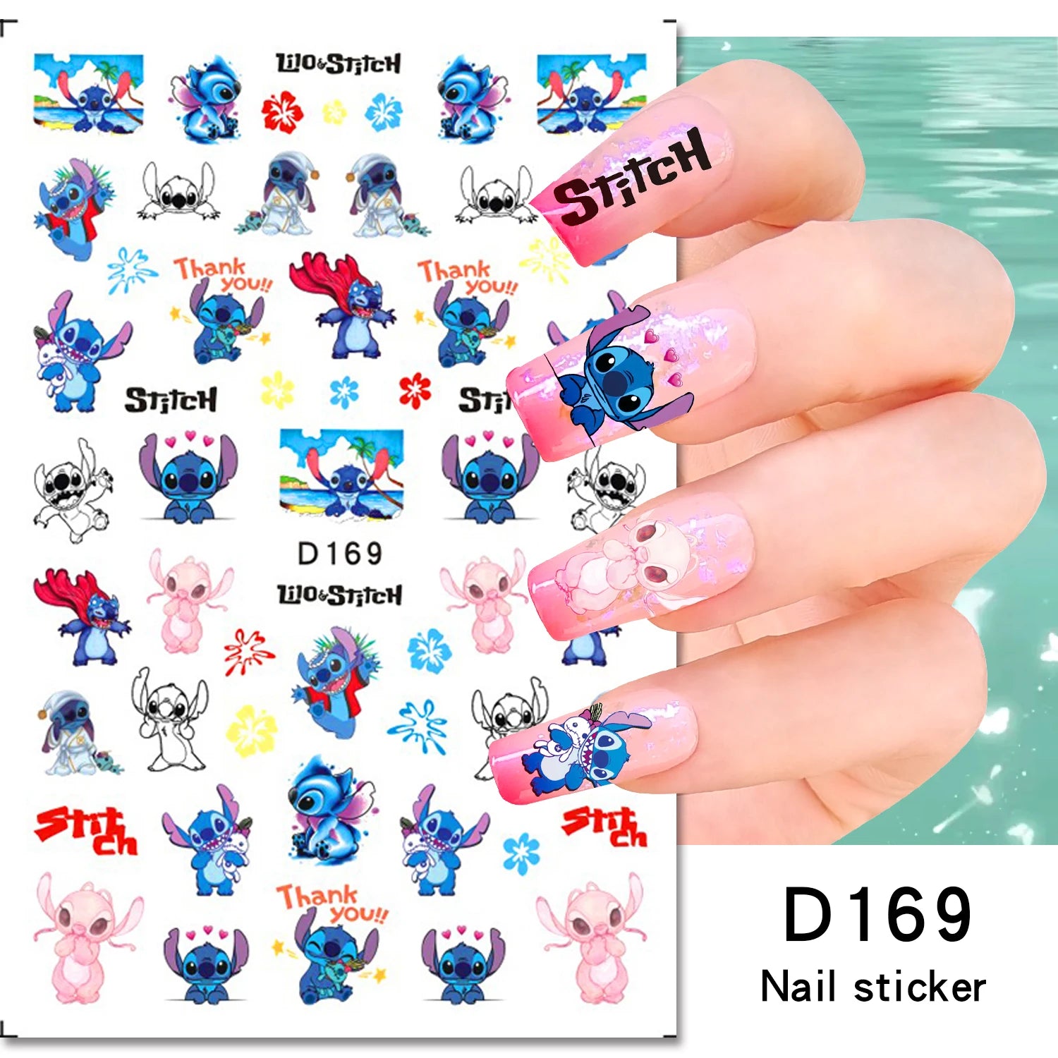 Disney Cartoon Adhesive Nail Stickers Nail Decorative Decals Nail Sliders Stitch Mickey 3D Stickers Press on Nails