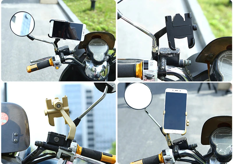 Motorcycle Mobile Phone Holder for iPhone Xiaomi Universal Rearview Mirror Handlebar Holder Bicycle Cycling Aluminum Alloy Stand