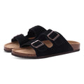 Litfun Women's Cork Footbed Sandals Classic Flat Sandals Fashion Thick Bottom Double Buckle Slides Beach Sandals With Adjustable