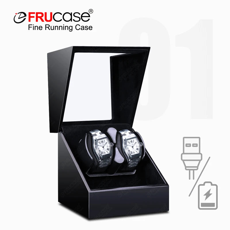 FRUCASE Double Watch Winder For Automatic Watches Watch Box USB Charging 2+0